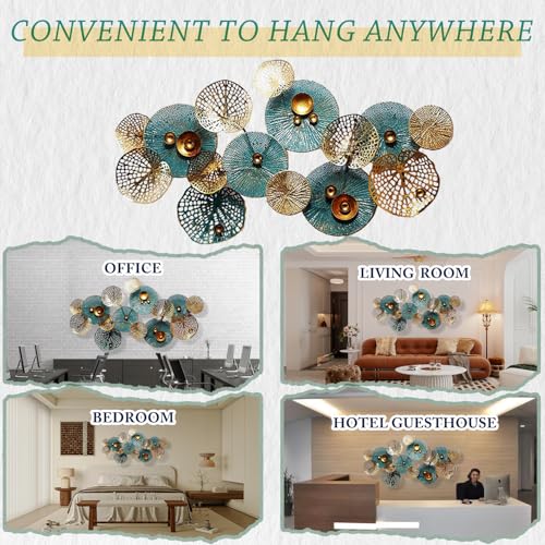 edaknez Large Metal Wall Art, 50"x26" Metal Lotus Leaf Flower Wall Decor - color: C 50 inch x 26 inch