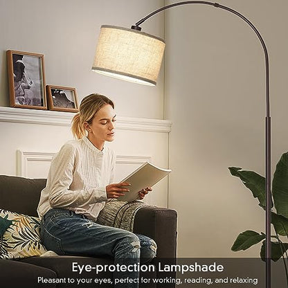 Seaside village Floor Lamp for Living Room, Arc Lamp with Adjustable Head, Modern Tall Lamp with On/Off Pedal Switch, Over Couch Standing Hanging Light for Reading, Bedroom, Office (Brown) - color: Brown