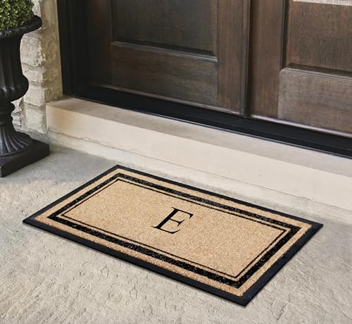 A1 HOME COLLECTIONS A1HC Natural Rubber & Coir Doormat 24x48 Monogrammed, Anti-Shed Treated Durable Mats for Entrance Outdoor, Heavy Duty Front Door Porch Entry Mat. - color: E, size: 2' x 4' (Rectangular)