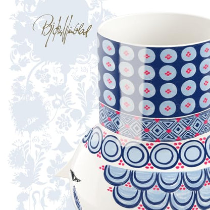 Bjørn Wiinblad Olga Vase | Hand-Painted Glazed Ceramic | Blue | 7.9 in - color: Blue, size: Medium