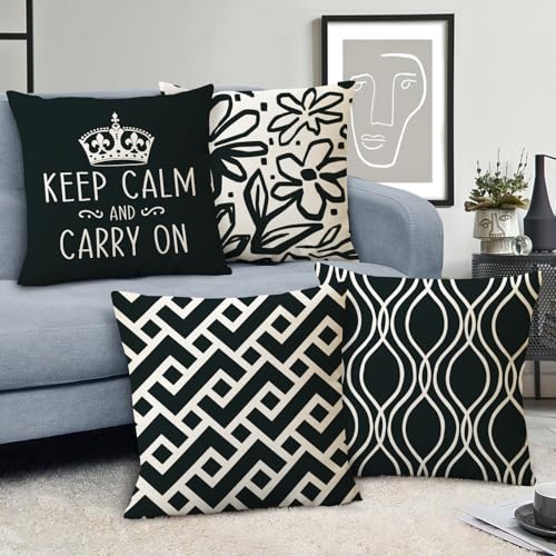 Fahrendom Keep Calm and Carry on Decorative Throw Pillow Covers - color: Geometric