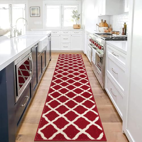 SHACOS Red Runner Rug 2x8 ft Washable Non Slip Low Pile Entryway Rug Runner - color: Red, size: 2' x 8'