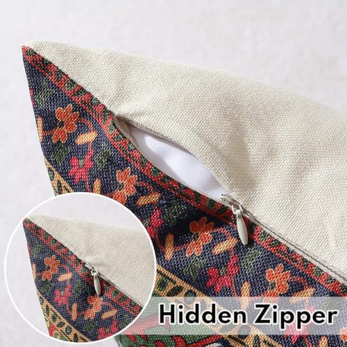 Bohemian Waterproof Outdoor Pillow Covers 16x16 Set of 2, UV Fade Resistant Boho Patio Cushion Cases, Farmhouse Aztec Geometric Decorative Throw Pillows for Couch Chair Garden Porch - color: Boho-3, size: 16" x 16" (Pack of 2)