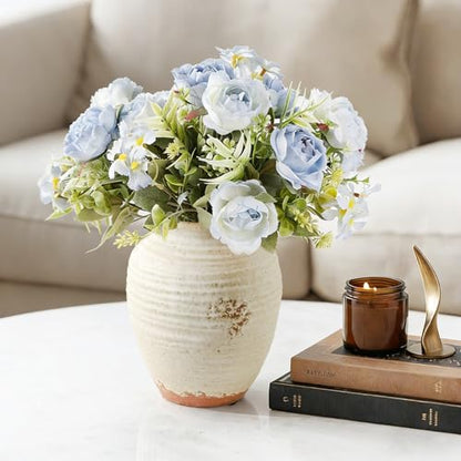 Ceramic Decorative Vase, 7.4 Inch Rustic Farmhouse Flower Vase - color: 205-3-7.4in
