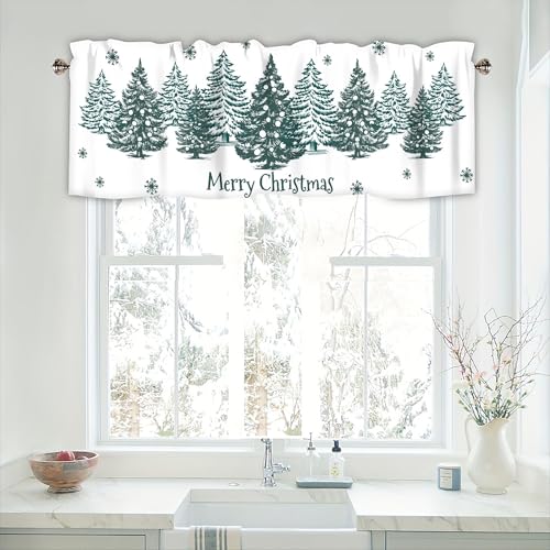 Christmas Green Tree Curtain Valances for Windows 42 x 12 Inch - color: Christmas-sy-sd0535, size: 42"W x 12"L (Pack of 1)