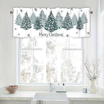Christmas Green Tree Curtain Valances for Windows 42 x 12 Inch - color: Christmas-sy-sd0535, size: 42"W x 12"L (Pack of 1)