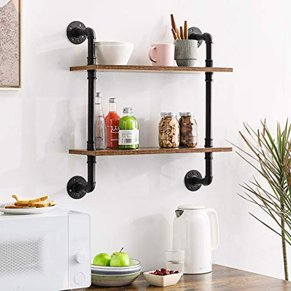 IBUYKE 2-Tiers Industrial Pipe Shelves, Pipe Floating Shelves RF-TM004 - size: 2 Tier