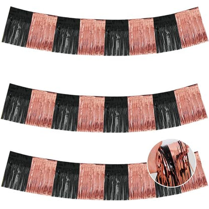 BEISHIDA Black Rose Fringe Garland Banner 30ft Wall Tinsel Foil Streamers - color: Black Rose
