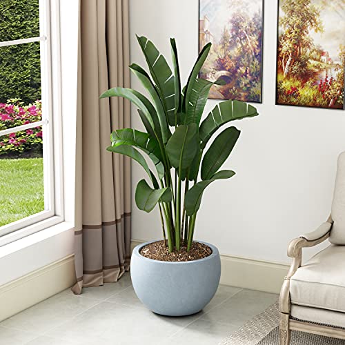 Kante Small Round Bowl Blue Gray Concrete Planter 11.8" Dia, Outdoor - color: Gray, size: 11.8" d