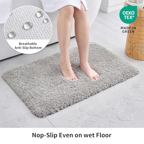 Disolla Gray Bathroom Rugs 20x32, Microfiber Non-Slip Plush Thick Bath Mat - color: Grey, size: 1'8" x 2'8" (20''x32'' Bathroom Rug)