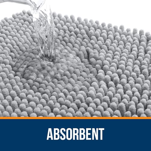 OLANLY Toilet Rugs U-Shaped 20x20, Soft Absorbent Chenille Contour Rugs - color: Light Grey, size: 20" X 20" Contour Rug