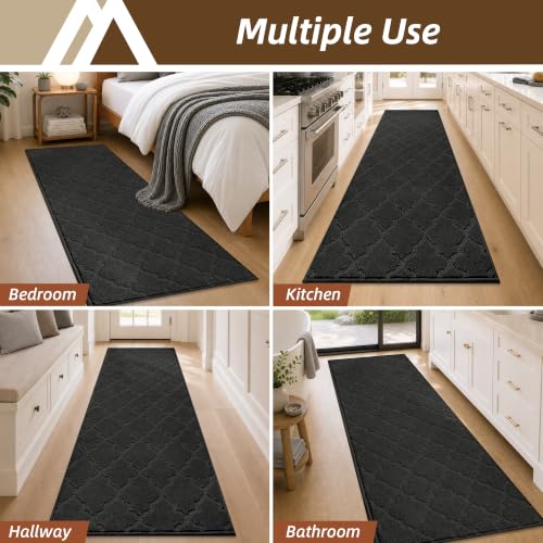 COSY HOMEER Kitchen Runner Rugs Non-Slip Absorbent 24"x72", Black - color: Black, size: 24"X 72"