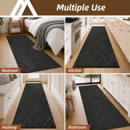 COSY HOMEER Kitchen Runner Rugs Non-Slip Absorbent 24"x72", Black - color: Black, size: 24"X 72"