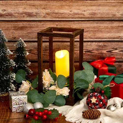 Sabary 5 Sets/ 15 Pcs Wooden Lantern LED Candles Wedding Centerpiece