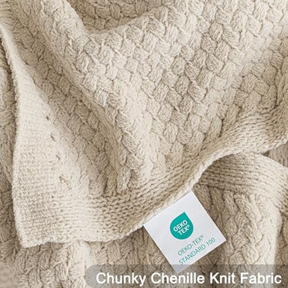 Whale Flotilla Summer Chunky Chenille Knit Throw Blanket for Couch Bed Sofa - color: Camel, size: Throw(50x60 Inch)