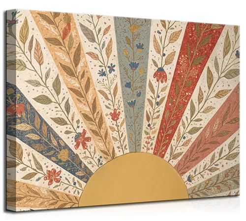 KecKoth Boho Sun Canvas Wall Art 16x24Inch - color: Canvas Sun, size: 24"L x 16"W