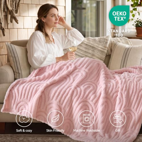 BEDELITE Cute Pink Boho Fleece Twin Blanket for Bed, 60x80 Inches - color: Pink Boho, size: Twin(60"x80")
