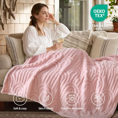 BEDELITE Cute Pink Boho Fleece Twin Blanket for Bed, 60x80 Inches - color: Pink Boho, size: Twin(60"x80")