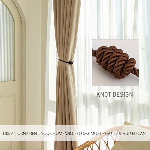 Curtain Tiebacks Magnetic Decorative Rope Tie Backs Holdbacks Contoeey - color: Coffee