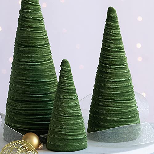 Your Heart's Content Olive Green Velvet Trees Set of 3 (Olive) - color: Olive