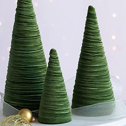 Your Heart's Content Olive Green Velvet Trees Set of 3 (Olive) - color: Olive