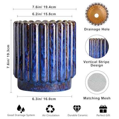 Ceramicfor Ceramic Plant Pots, 7.6 Inch, Blue - color: Blue, size: 7.6 Inch