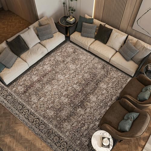 10x14 Non-Slip Washable Extra Large Area Rug(Brown,10'x14') - color: Brown, size: 10' x 14' (Rectangular)