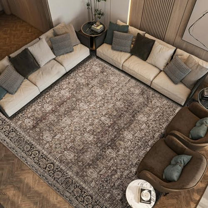 10x14 Non-Slip Washable Extra Large Area Rug(Brown,10'x14') - color: Brown, size: 10' x 14' (Rectangular)
