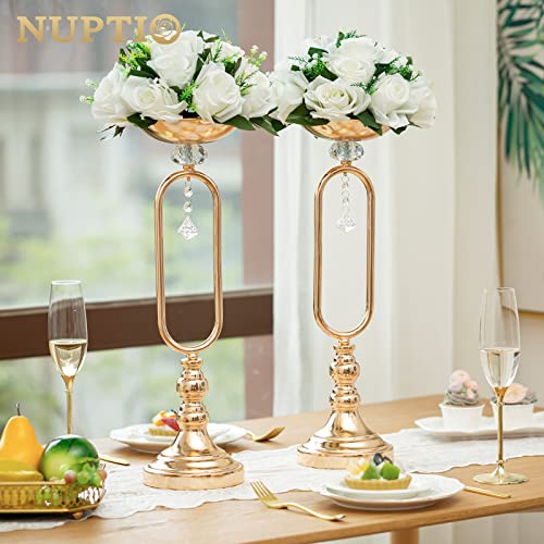 NUPTIO White Flower Centerpieces for Wedding Tables, Artificial Flower Ball - color: White, size: 2 Pcs