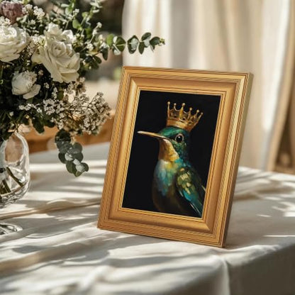 EJPFOGV Luxury Hummingbird with crown Framed Canvas Wall Art 8x10 inches - color: Crown, size: 10"L x 8"W