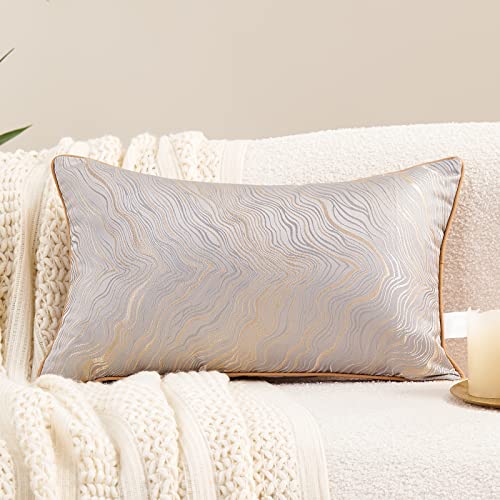 Avigers Lumbar Pillow Cover 12 x 20 Inch, Silver, Rayon Blend, Hidden Zipper - color: Silver, size: 20" x 12" (Pack of 1)
