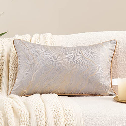 Avigers Lumbar Pillow Cover 12 x 20 Inch, Silver, Rayon Blend, Hidden Zipper - color: Silver, size: 20" x 12" (Pack of 1)