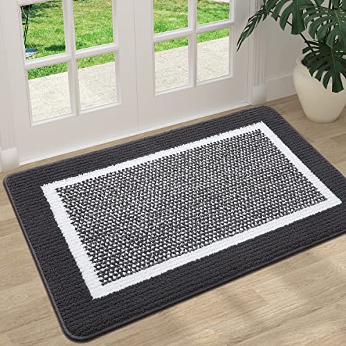 Colorxy Indoor Door Mat, Non-Slip Absorbent Resist Dirt Entrance Mat, Sturdy Low-Profile Inside Floor Mats, Washable Front Entry Doormats for Entryway, 32''x20'', Dark Grey - color: Dark Grey, size: 32''x20''