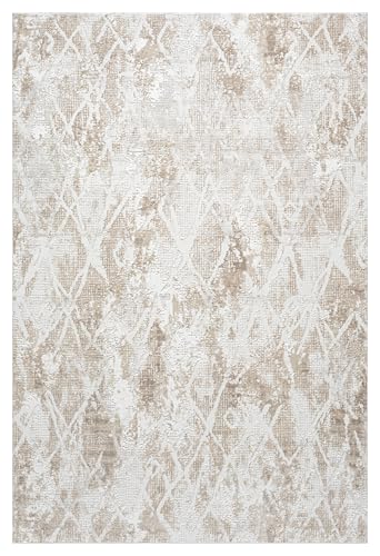 6x9 Beige Modern Geometric Area Rug for Living Room, Bedroom - color: 1003 - Beige, size: 6' x 9' (Rectangular)