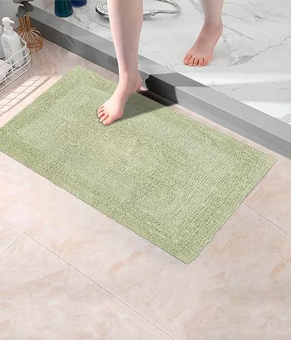 COTTON CRAFT 2 Pack Reversible Bath Mat Rug - Luxurious 17x24 Sage Green - color: Sage, size: 17x24 Inches