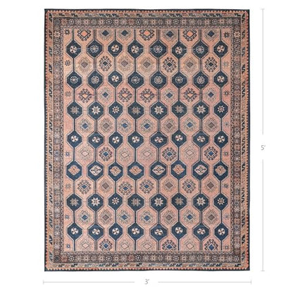 Indiclay 3’ x 5’ Faded Clay & Pink Accent Rug, Persian-inspired design - size: 3' x 5' (Rectangular)