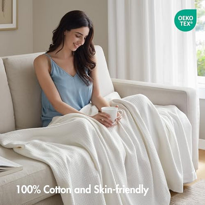 Madison Park 100% Egyptian Cotton King Size Bed Blanket for Summer White - color: White, size: King