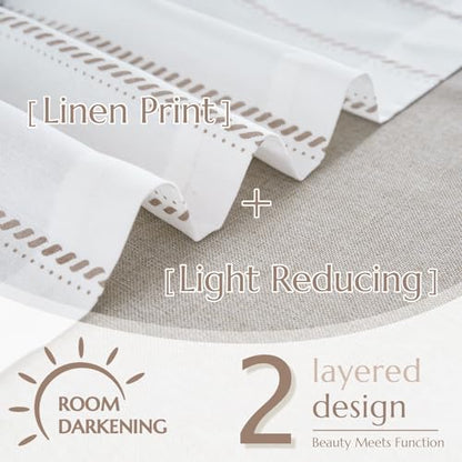 jinchan Stripe Linen Window Valance Curtain, 50x16, 1 Panel, Taupe - color: Nautical Striped Taupe on White, size: 50"W x 16"L (Pack of 1)