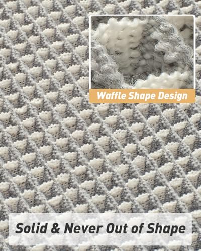 Upgraded Waffle Bath Mat Ultra Absorbent Non Slip Bathroom Mat, 24" x 36" - color: Light Grey & Cream, size: 24" x 36"