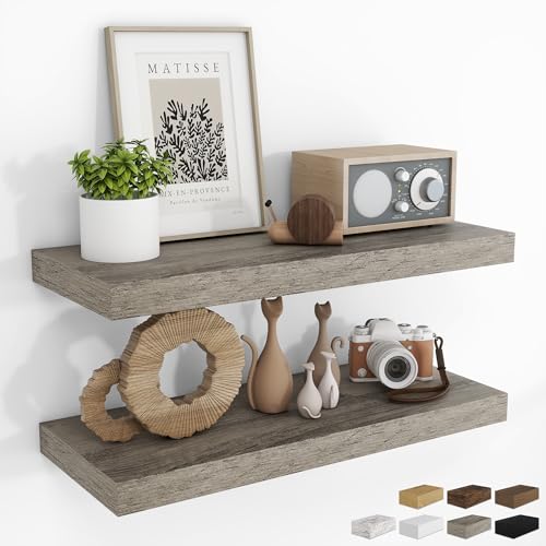 RICHFOCUS Bathroom Floating Shelves for Wall 2Pack|Grey|28" L - color: Grey, size: 28"L x 8"D, Set of 2