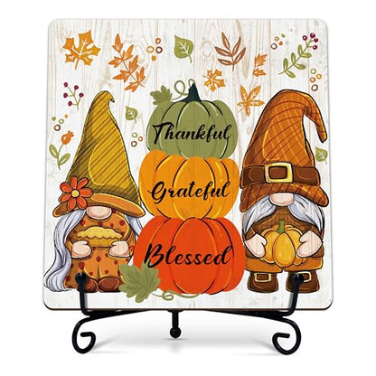 DETIHO Fall Decorations for Home, Thanksgiving Gift Centerpieces for Tables - style: THANKFUL GRATEFUL BLESSED