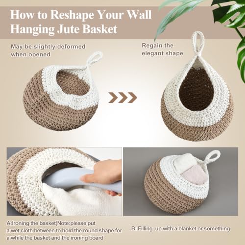 Honeydak 3 Hanging Baskets, Cream&light Brown, Classic Teardrop - color: Cream&light Brown, style: Classic Teardrop