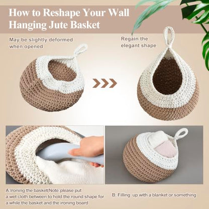 Honeydak 3 Hanging Baskets, Cream&light Brown, Classic Teardrop - color: Cream&light Brown, style: Classic Teardrop