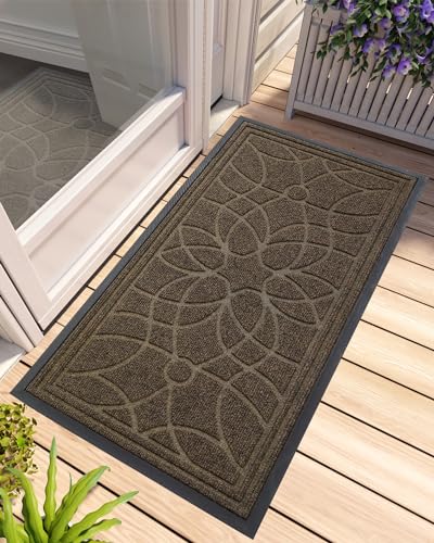 DEXI Front Door Mat Outside Entrance 24x47, Heavy Duty Non Slip, Brown - color: Brown, size: 24" X 47" (Rectangular)