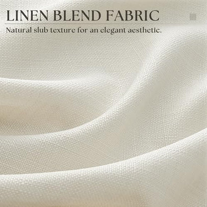 Ivory Semi Sheer Bronze Grommet 108 Inch Extra Long Linen Window Curtains - color: Natural, size: 52"W x 108"L (Pack of 2)
