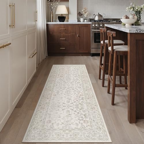 PureCozy 2x5 Beige White Runner Rug Washable Hallway Non Slip Kitchen - color: Beige-white, size: 2' x 5' (Rectangular)