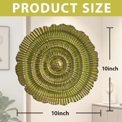 Metal Wall Sculpture, 10'' Round Textured Radiant Sunburst Wall Decor - color: 053C-Yellow