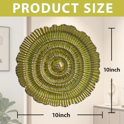Metal Wall Sculpture, 10'' Round Textured Radiant Sunburst Wall Decor - color: 053C-Yellow