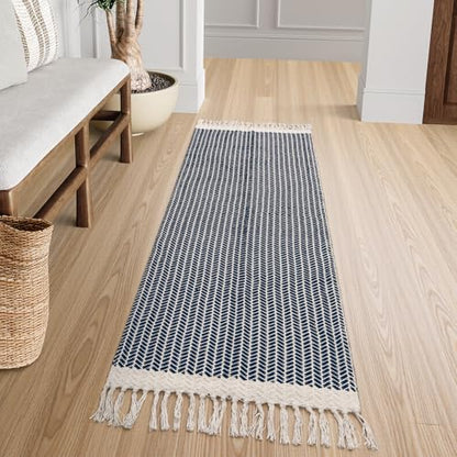 Lahome Boho Bathroom Runner Rug, 2x6 Washable Rugs for Kitchen Hallway - color: Navy Blue, size: 2' x 6' (Runner)