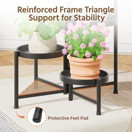 LASZOLA Plant Stand Indoor with 10 Inch Large Metal Tray, 5 Tier Black - color: Glossy Black, size: 5 Tier
